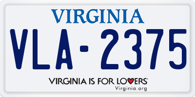 VA license plate VLA2375