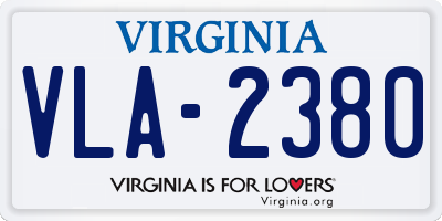 VA license plate VLA2380