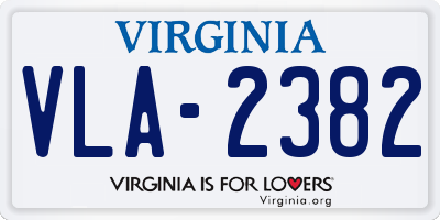 VA license plate VLA2382