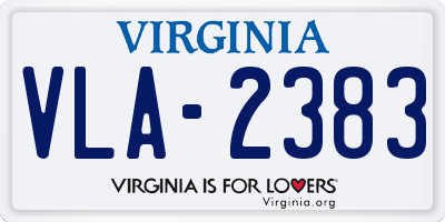 VA license plate VLA2383