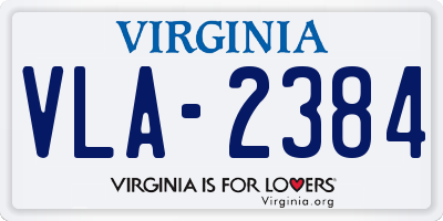 VA license plate VLA2384