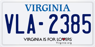 VA license plate VLA2385