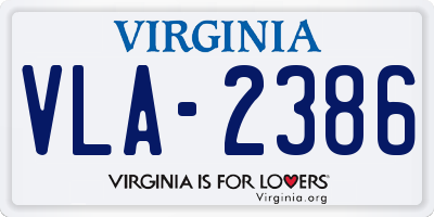 VA license plate VLA2386