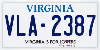 VA license plate VLA2387