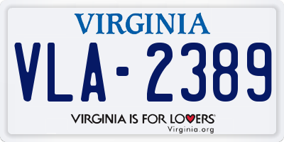 VA license plate VLA2389