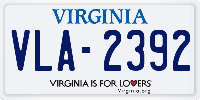VA license plate VLA2392