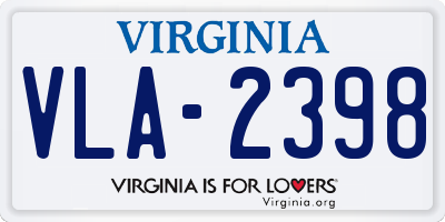VA license plate VLA2398