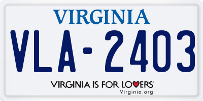 VA license plate VLA2403