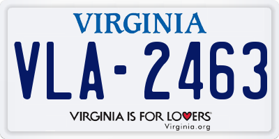 VA license plate VLA2463
