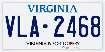 VA license plate VLA2468