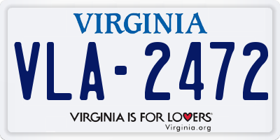VA license plate VLA2472