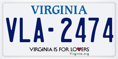 VA license plate VLA2474
