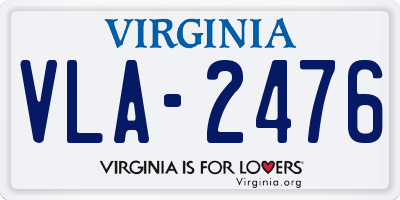 VA license plate VLA2476