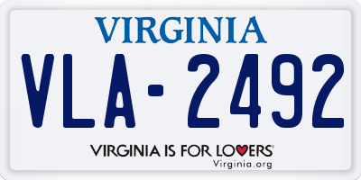 VA license plate VLA2492
