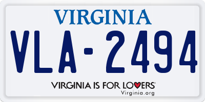 VA license plate VLA2494