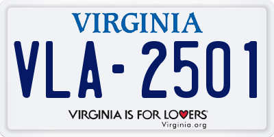 VA license plate VLA2501