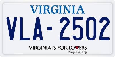 VA license plate VLA2502