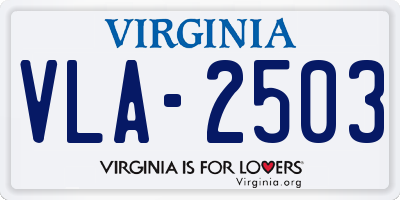 VA license plate VLA2503