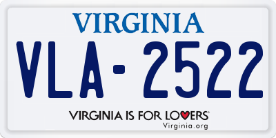 VA license plate VLA2522