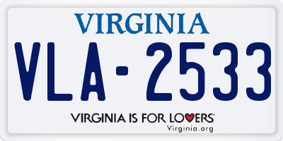 VA license plate VLA2533