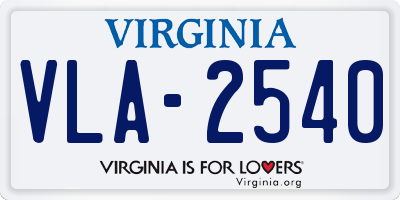 VA license plate VLA2540