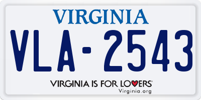 VA license plate VLA2543
