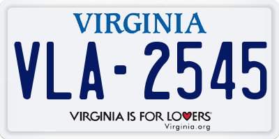 VA license plate VLA2545