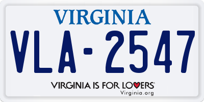 VA license plate VLA2547