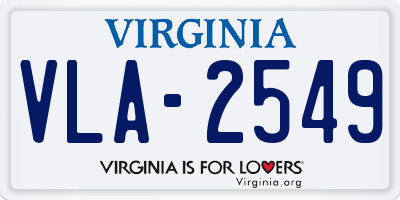 VA license plate VLA2549