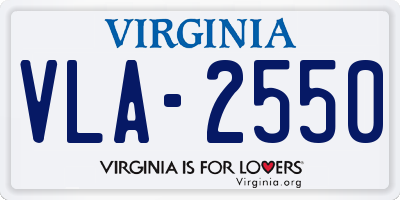 VA license plate VLA2550