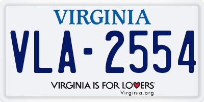 VA license plate VLA2554