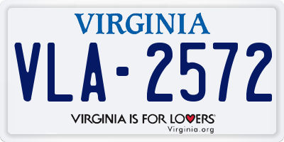 VA license plate VLA2572
