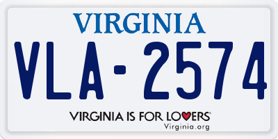 VA license plate VLA2574