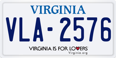 VA license plate VLA2576