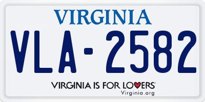 VA license plate VLA2582