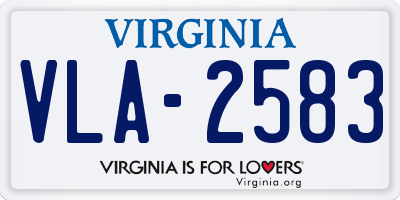 VA license plate VLA2583