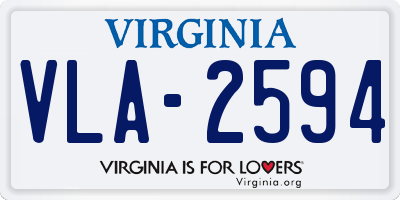 VA license plate VLA2594