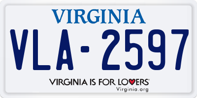 VA license plate VLA2597