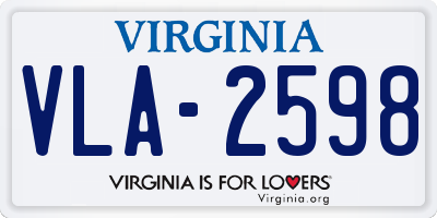 VA license plate VLA2598