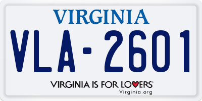 VA license plate VLA2601
