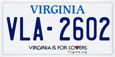 VA license plate VLA2602