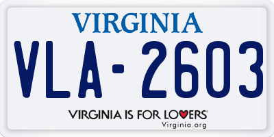 VA license plate VLA2603