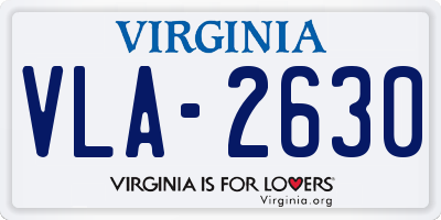 VA license plate VLA2630