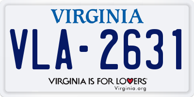 VA license plate VLA2631