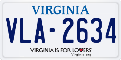 VA license plate VLA2634