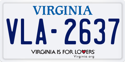 VA license plate VLA2637