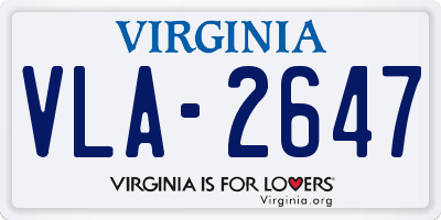 VA license plate VLA2647