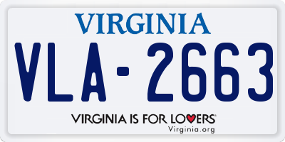 VA license plate VLA2663