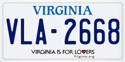 VA license plate VLA2668