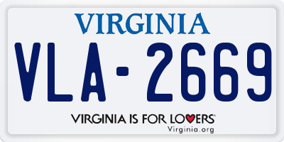 VA license plate VLA2669